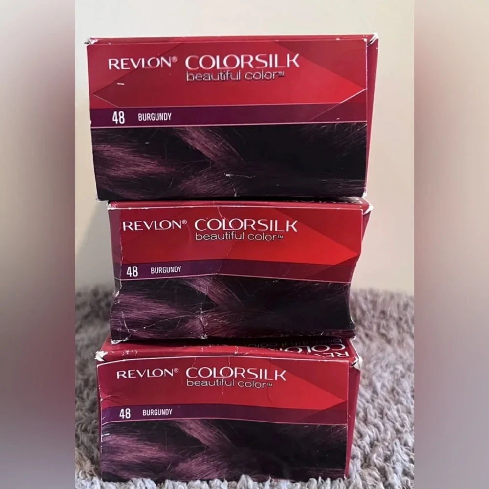 Revlon ColorSilk Beautiful Permanent Hair Color  #48 BURGUNDY Lot Of 3 NEW